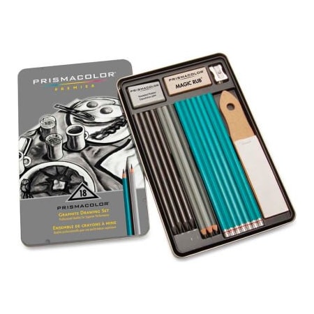 Sandford Ink Prismacolor Premier Graphite Set, 8B, 6B, 4B, 2B, B, HB, 2H, 4H, 6H Pencils, Graphite Lead, 18/Pk 24261